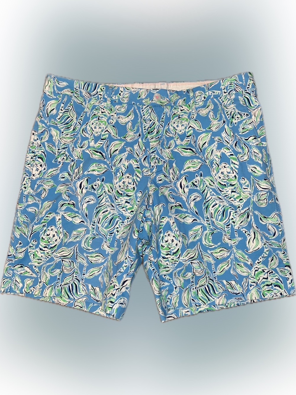 NWT Lilly Pulitzer Men Beaumont Turquoise Oasis Blue Floral Flat Front Shorts 36